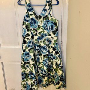 Joanie Clothing Dress Blue Green White Floral Print Dress